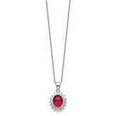 Cheryl 925 Sterling Silver Rhodium-Plated Ruby CZ Halo Necklace 18.25 Elegant Gift-Ready Jewelry